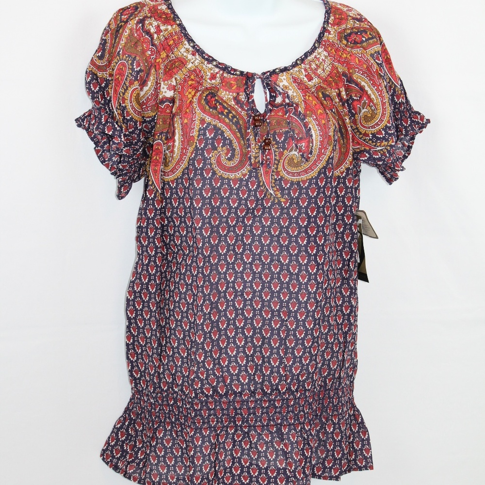 Nine West Purple Lightweight Tunic Top S Boho NEW